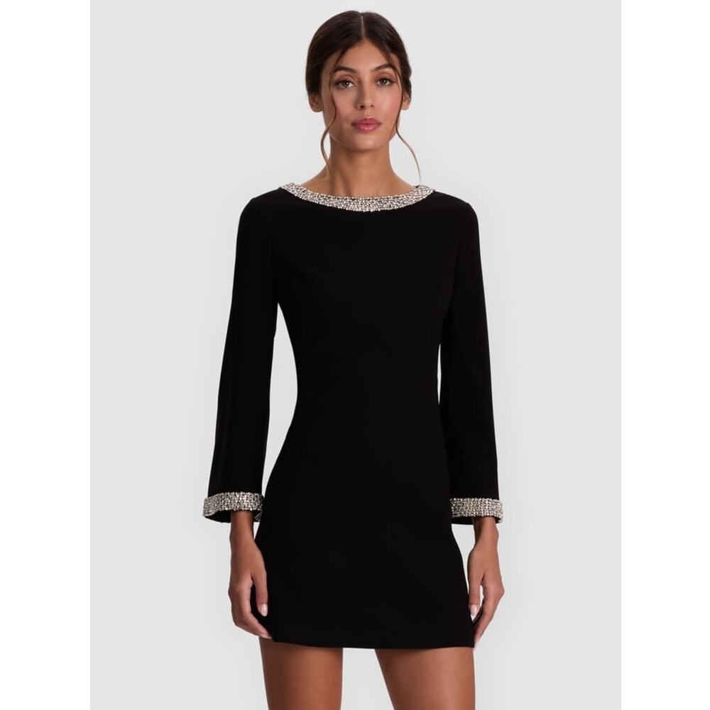 Alice + Olivia Mailynn Embellished Trim Mini Dress 12 - Picture 10 of 11